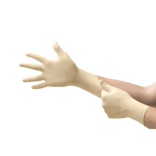 Ansell MICROFLEX™ ComfortGrip™ CFG-900 Natural Rubber Latex Exam Gloves, Textured Grip, Disposable Protective Gloves