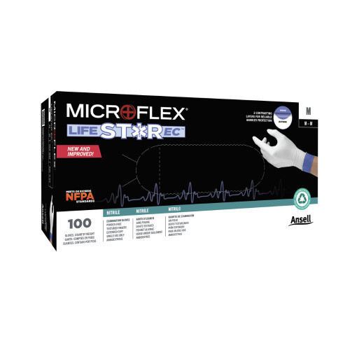 Ansell MICROFLEX™ LIFESTAR EC™ LSE-104 Dual-Layer Nitrile First Responder Exam Gloves, White Exterior/Blue Interior, Extended Beaded Cuff