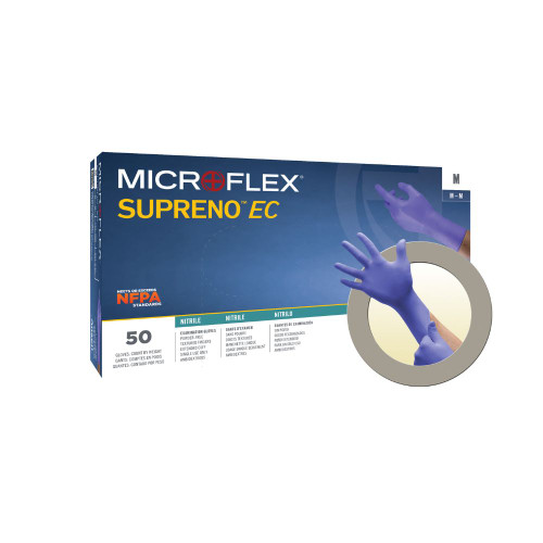 Ansell MICROFLEX™ Supreno™ EC SEC-375 Extended Chemical Splash Protection Medical Exam Gloves, Nitrile, Violet Blue