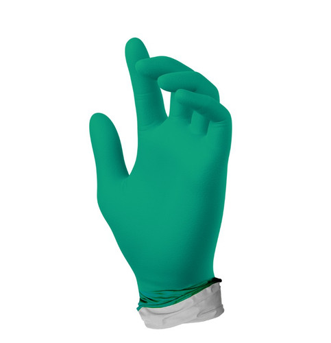 PowerForm PF-95GW White/Green Extended-Cuff Textured Nitrile Exam Gloves with EnerGel, 5.9 mil, 9.5 inch, case/500