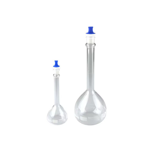 Qorpak Volumetric Flask with White PP Stopper, Class A, ASTM E288 (Batch Certificate), Clear, 50ml, case/2