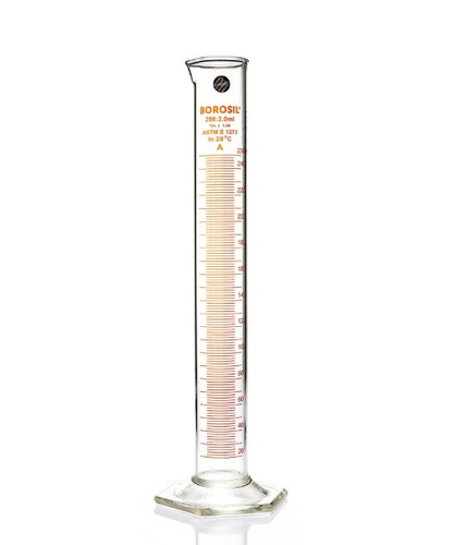 Borosil® Borosilicate Glass Cylinders Class A TC 250 ml x 2 ml Batch Certificate