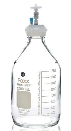 PUREGRIP Universal HPLC Solvent Bottles, Borosilicate Glass, Kit: 2L, 1-Port GL45 VersaCap, OD Tube 1/8" & 1/16"