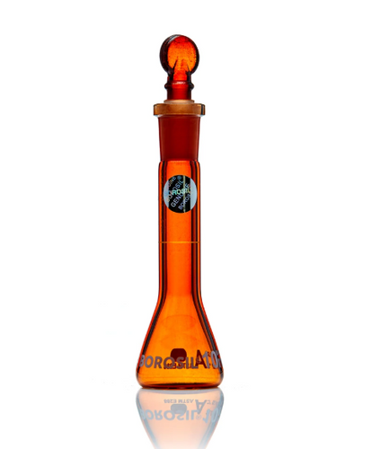 Borosil® Borosilicate Glass Flasks Volumetric Class A Wide Mouth, Amber Glass Stopper, 10mL 10/19 Batch Certificate