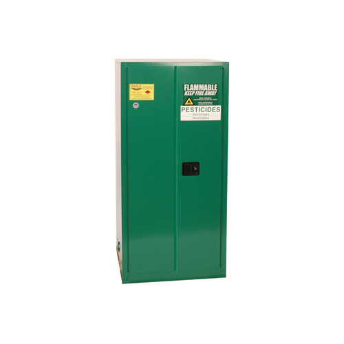 Eagle® Pesticide Drum Safety Cabinet, 55 gallon, 2 Door, Manual with rollers