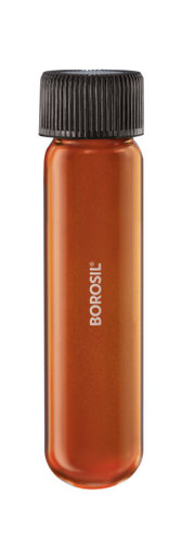 Borosil® Borosilicate Glass Amber Culture Tubes Media Round Bottom, PP cap with Liner 150 ml