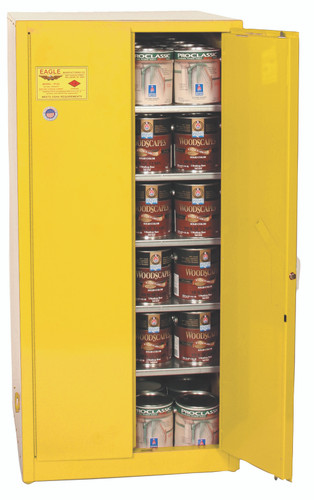 Eagle® Combustible Safety Cabinet, 96 gallon with 2 Door, Manual Close, Yellow