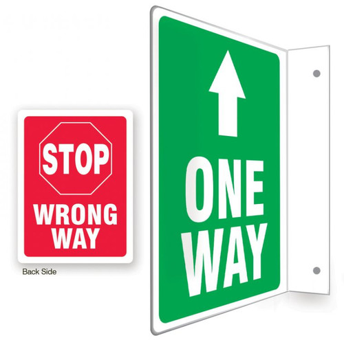 90D Projection Sign, One Way / Stop Wrong Way, English, 12" x 9 " Panel