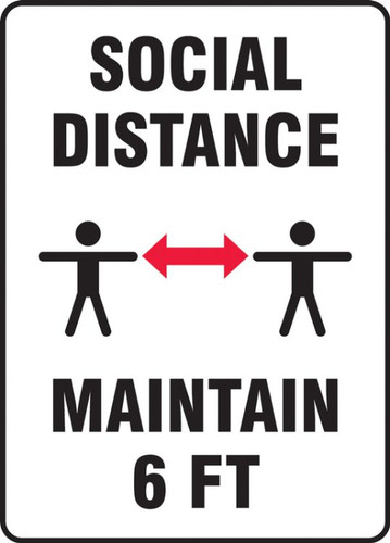 Safety Sign, Social Distance Maintain 6 FT, Two Person, Each