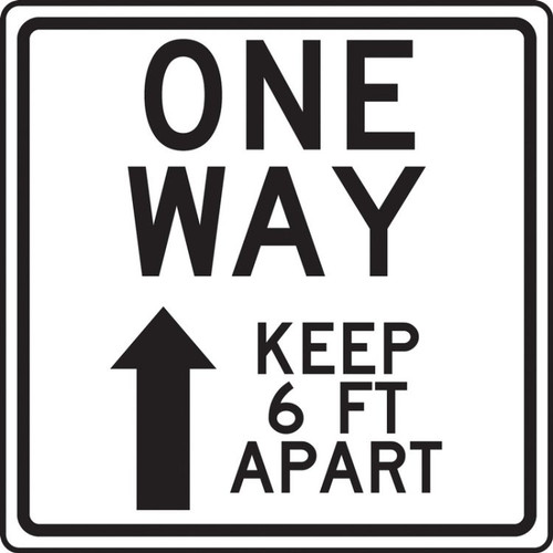 COVID-19 Floor Stickers, Foot Traffic Markers, One Way Keep 6 FT Apart With Up Arrow, 17", Each