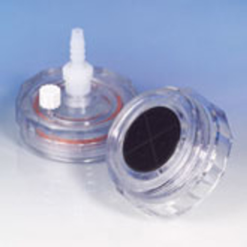 Polycarbonate in-Line Filter Holder for 47 mm Filter Disc, Non-Sterile, 3.4 bar Maximum Operating Pressure, 5.8 cm Length x 6.4 cm Diameter