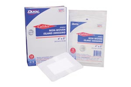 Island Dressing, 4" x 5", Non-Woven, Adhesive Backing, Sterile, 25 per box, 8 boxes per case