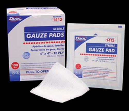 Gauze Pad, 4" x 4", 12-Ply, 25 per box, 24 boxes per case