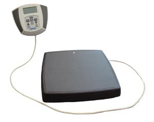 Digital Scale, Heavy Duty, Remote Display, Capacity: 600 lb/272kg, Resolution 0.2 lb/0.1kg, Platform Dimension: 14-1/4"W x 14-1/4"D x 2-5/8" H, 120V Adapter