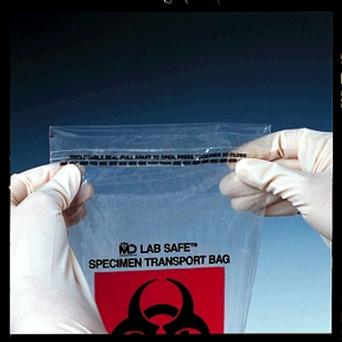Collection bag, 6" x 9", Reclosable Adhesive Closure, Biohazard Black per Red Print, 1000 per case