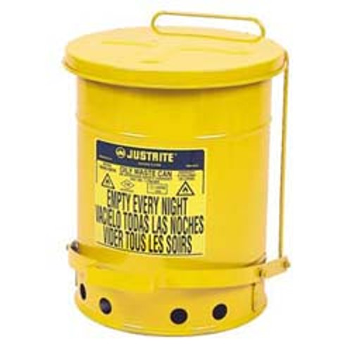 Justrite® 6 gal Oily Waste Can, Foot Operated Lever Cover