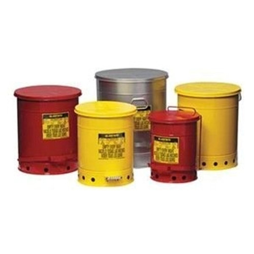 Justrite® 6 gal Oily Waste Can, Sound-Guard Quiet, Foot Operated