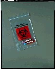 Collection bag, 8" x 8", Zip Closure, Biohazard Black per Red Print, 1000 per case