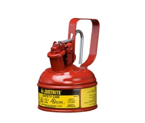 Justrite® Type I Steel Safety Can w/Trigger-handle for Flammables, 1 Pint, Red