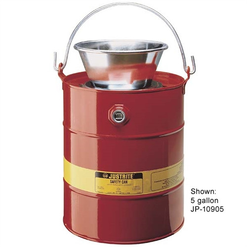 Justrite® 10903 3 gallon Steel Drain Can with Funnel