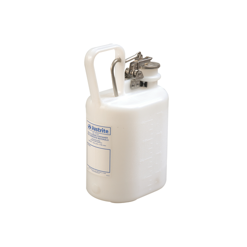 Justrite® Acid Safety Can, 1 gal self-closing Oval HDPE with steel hardware