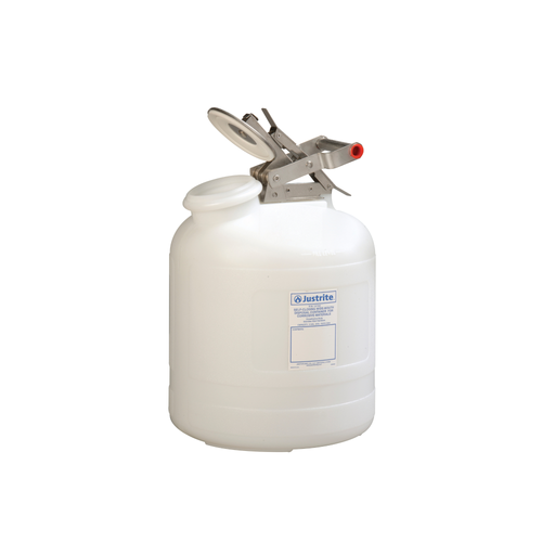 Justrite® Acid Safety Can, 5 gal self-closing Wide Mouth HDPE with steel hardware