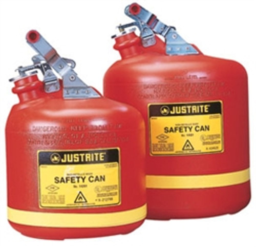 Justrite® Type I Safety Can, Polyethylene with SS Hardware, 5 gallon, Red