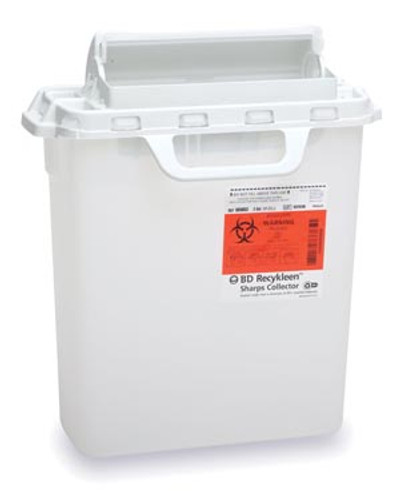 Sharps Collector, 3 Gallon, 153 per 4" x 131 per 2" x 6", Counterbalanced Door, Made with 20% Recycled Plastic, Red, 10 per case