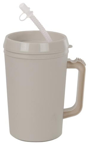 Insulated Mug with Straw, 22 oz, Gray, 48 per case