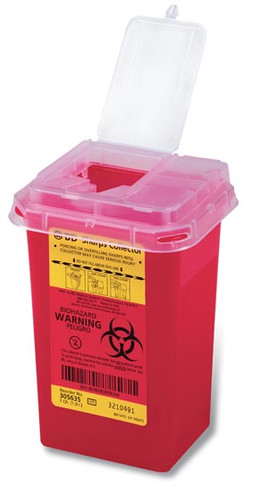 Sharps Collector, 1.0 Qt, Phlebotomy, Red, 60 per case