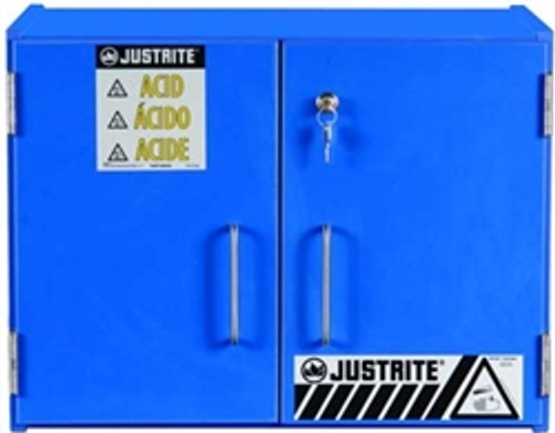 Justrite® Wood Laminate Acid and Corrosive Cabinet 15 Liter Blue