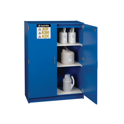 Justrite® Wood Laminate Acid, Corrosive Cabinet 122.5 Liter Blue