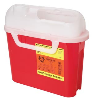 Sharps Collector, 5.4 Qt, Side Entry, Red, 20 per case