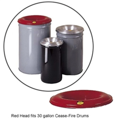 Justrite® Medium Red Steel Cease-Fire Drum Head for 30 gal drum bodies