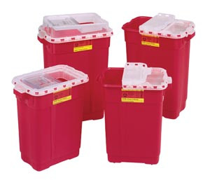 Sharps Collector, 19 Gal, Slide Top Gasketed, Red, 5 per case