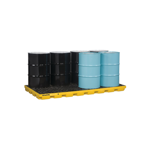 Justrite® EcoPolyBlend Accumulation Center, 8 Drum, Recycled Polyethylene, Yellow