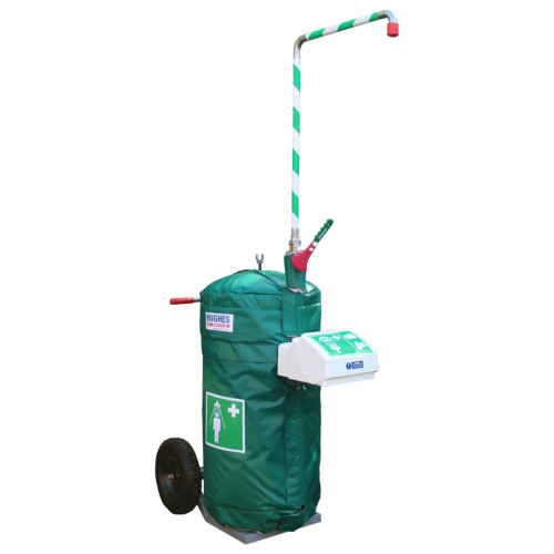 Justrite Hughes Portable Self-Contained Safety Shower with Eye/Face Wash, 30 Gallon, Mobile Insulated Unit, Emergency Industrial Safety Equipment