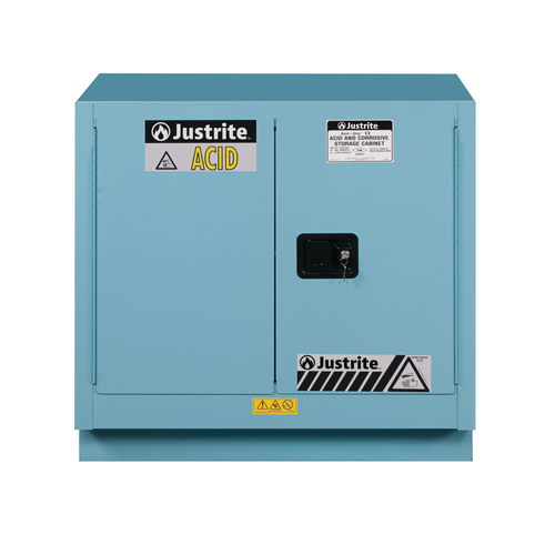 ChemCor Under Fume Hood Corrosives/Acids Safety Cabinet, 23 Gallon, 2 Self-Close Doors, Blue