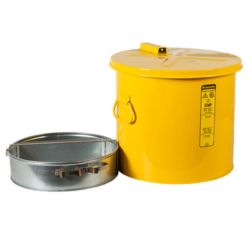 Wash Tank with Basket For Small Parts Cleaning, 6 Gallon, Self-Close Cover with Fusible Link, Steel, Yellow