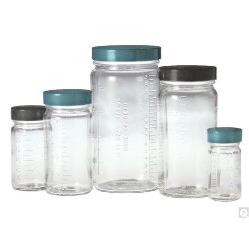 16oz (480mL) Clear Glass Graduated Medium Round with 70-400 Neck Finish, Bottle Only, case/48