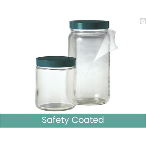 32oz (960mL) Clear Safety Coated Glass Straight Sided Round with 89-400 Neck Finish, Bottle Only, case/12