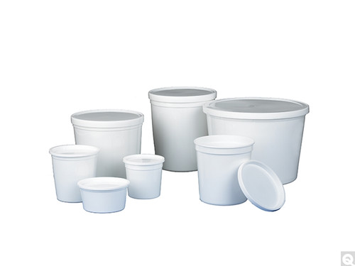 32oz (960 ml) HDPE White Storage Container with Snap-On Lid, case/100