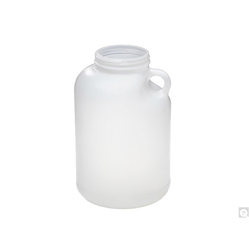 128oz (3,840mL) Natural HDPE Wide Mouth Handled Round Jug with 89-400 neck finish jug only, case/60