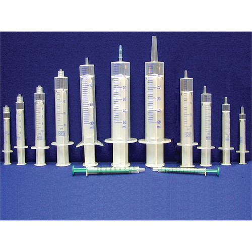 20mL Air-Tite Clear Luer Slip Eccentric Tip Syringes, PP Body/Plunger, Black Non-Latex Rubber End, Non-Sterile, case/500