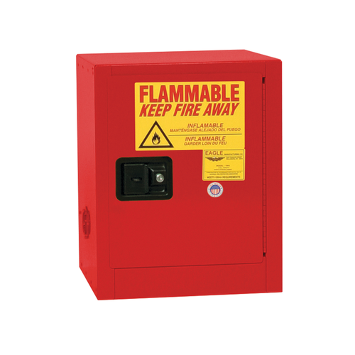Bench Top Flammable Liquid Safety Cabinet, 4 Gallon, 1 Shelf, 1 Door, Manual Close, Red