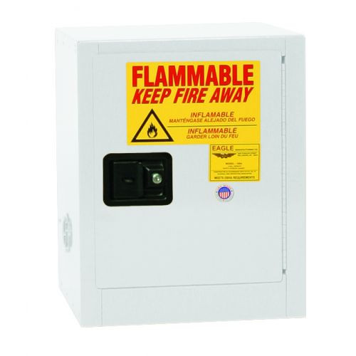 Bench Top Flammable Liquid Safety Cabinet, 4 Gallon, 1 Shelf, 1 Door, Manual Close, White