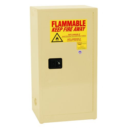 Space Saver Flammable Liquid Safety Cabinet, 16 Gallon, 1 Shelf, 1 Door, Manual Close, Beige