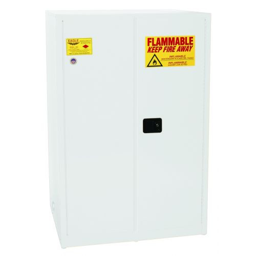 Flammable Liquid Safety Cabinet, 90 Gallon, 2 Shelves, 2 Door, Manual Close, White