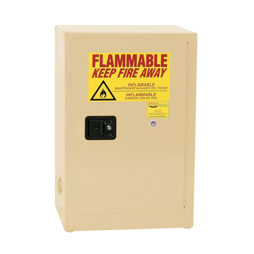 Space Saver Flammable Liquid Safety Cabinet, 12 Gallon, 1 Shelf, 1 Door, Self Close, Beige