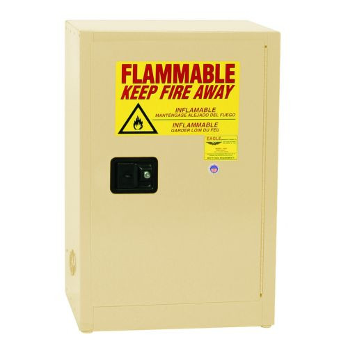 Space Saver Flammable Liquid Safety Cabinet, 12 Gallon, 1 Shelf, 1 Door, Self Close, Beige